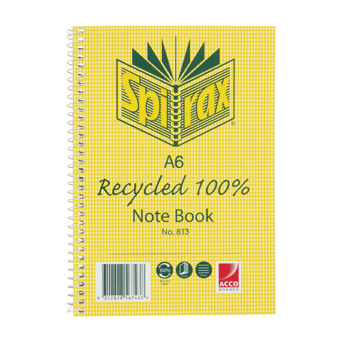 Spirax 813 Recycled Notebook A6 100 Page