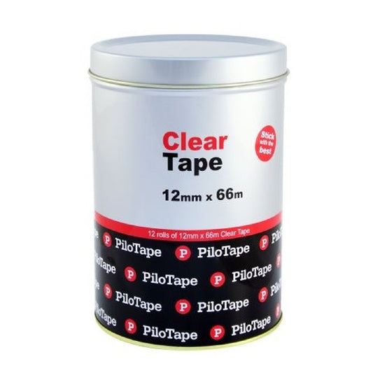 PiloTape Clear Tape Tin of 12 12mmx66m