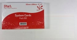 System Cards 8x5 Ruled White PK100