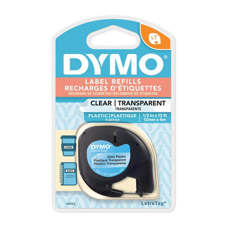 Dymo LetraTag Plastic Label Tape 12mm Clear