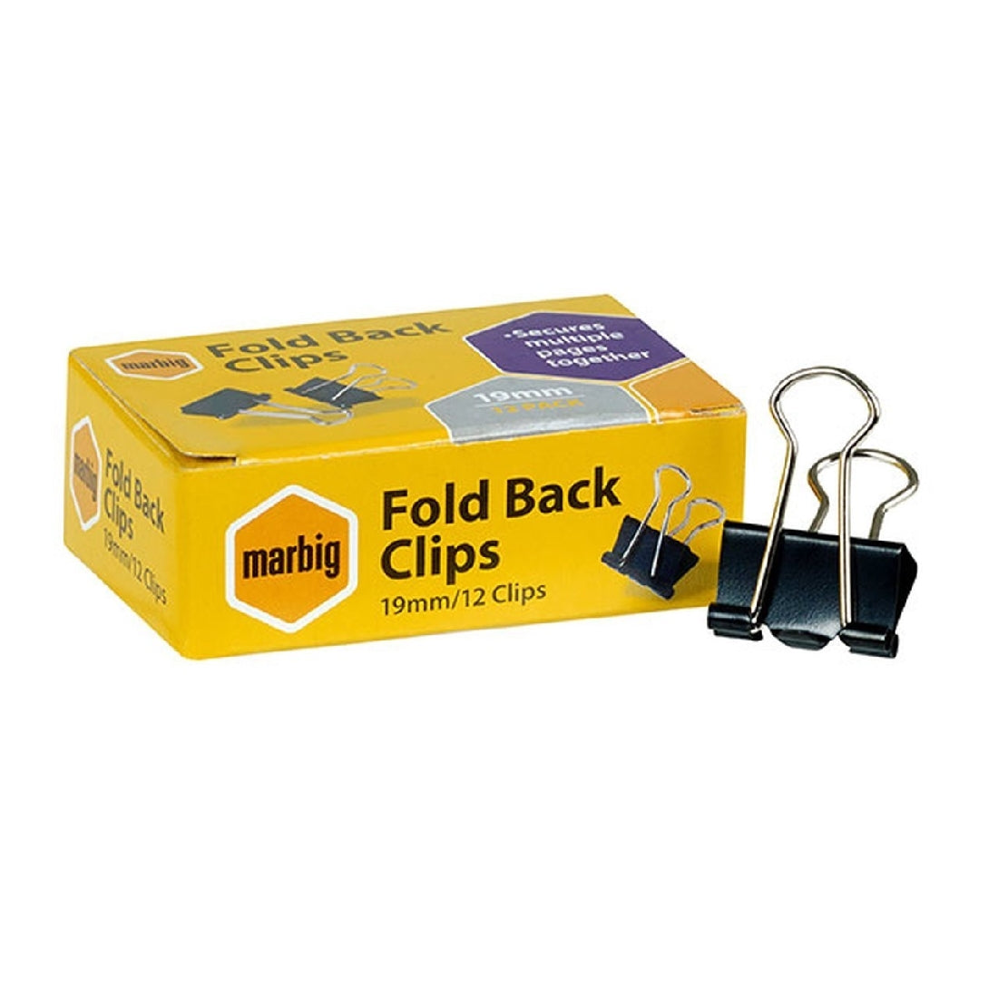 Foldback Clips 19mm 12 x 12 Pack