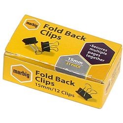 Foldback Clips 15mm 12 x 12 Pack