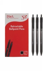 Stat Retractable Ballpoint Pen Box 12 Black