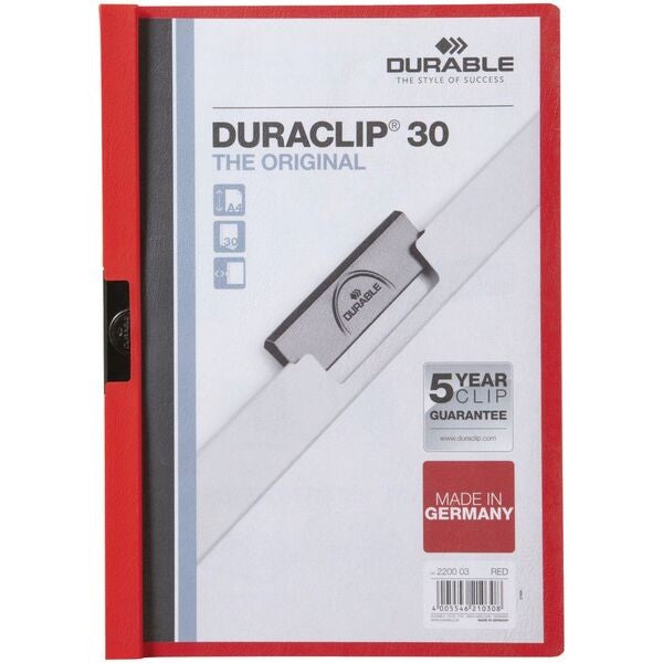 Durable A4 Duraclip 30 Clamp File Red