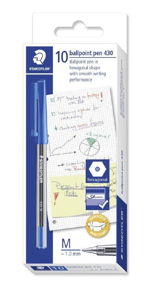 Staedtler 430 Medium Ballpoint Pens Blue 10 Pack