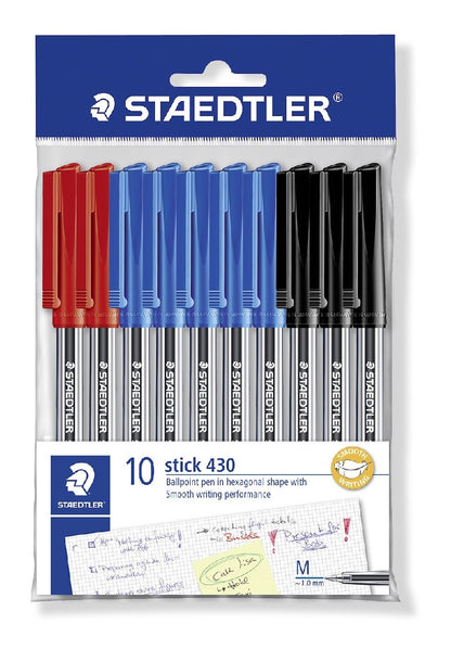 Staedtler 430 Stick Ballpoint Pen Medium Assorted Pack10