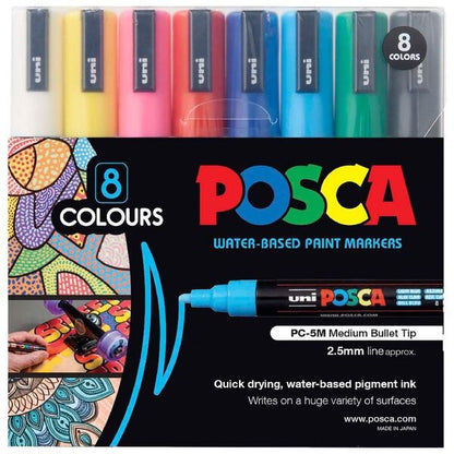 Uni POSCA PC 5M Paint Marker Assorted 8 Pack