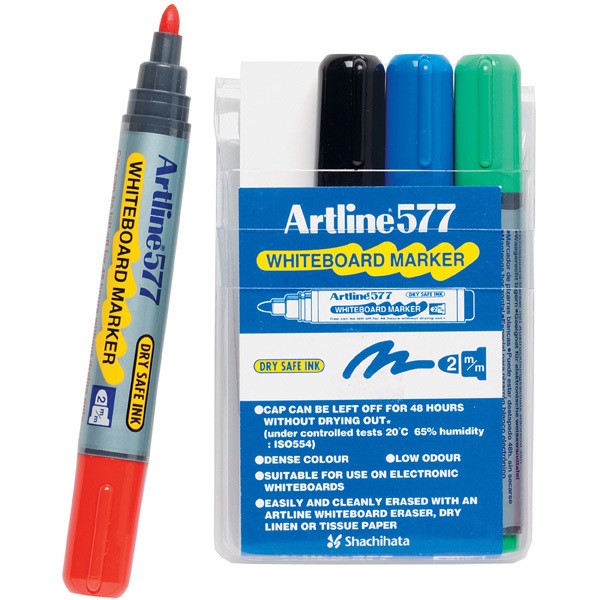 Marker Whiteboard Artline 577 Bullet Tip Assorted Wallet 4