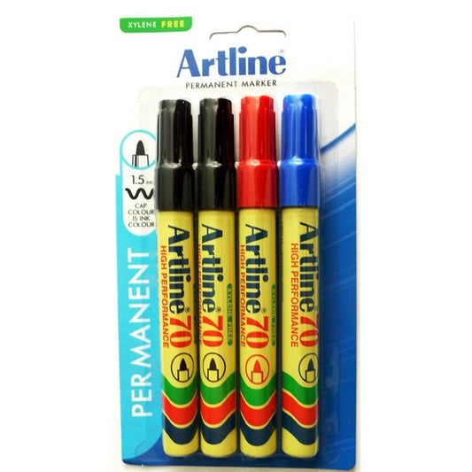 Artline 70 Marker Assorted Pk 4