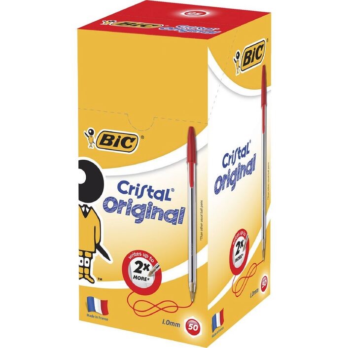 BIC Cristal Ballpoint Pens Red 50 Pack