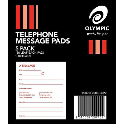 Olympic Telephone Message Pads 5 Pack