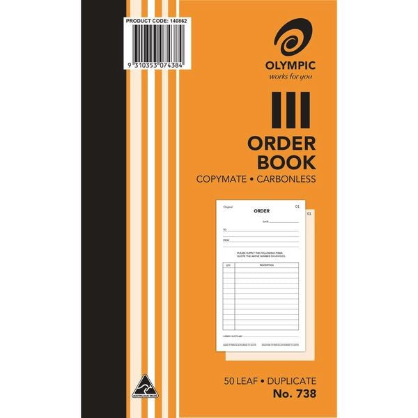 Olympic No.738 Carbonless Duplicate Order Book