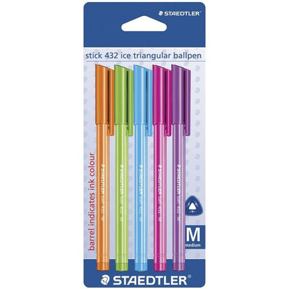 Staedtler Stick 432 Ice Ballpoint Pens Assorted 5 Pack