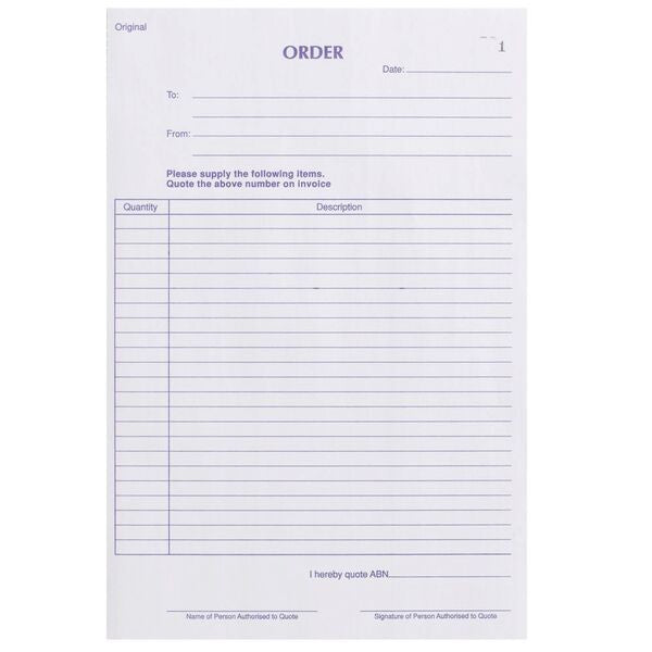 Olympic No.740 Carbonless Duplicate Order Book