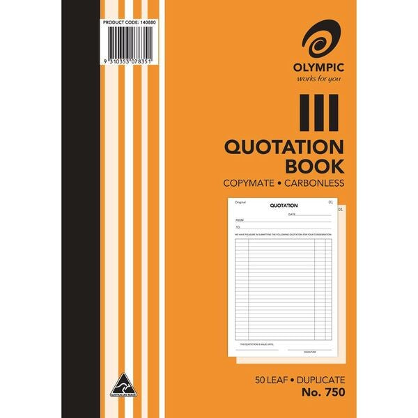 Olympic No.750 Quotation Book Carbonless Duplicate