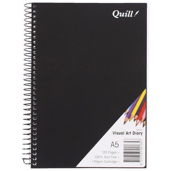 Quill A5 Visual Art Diary 110gsm Black