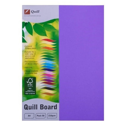 Quill Board 210GSM A4 Pk50 Lilac