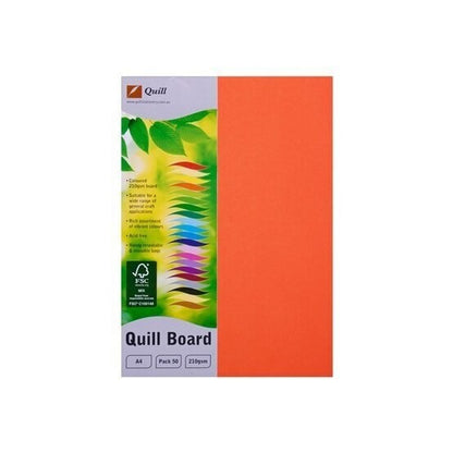 Quill Board 210GSM A4 Pk50 Orange