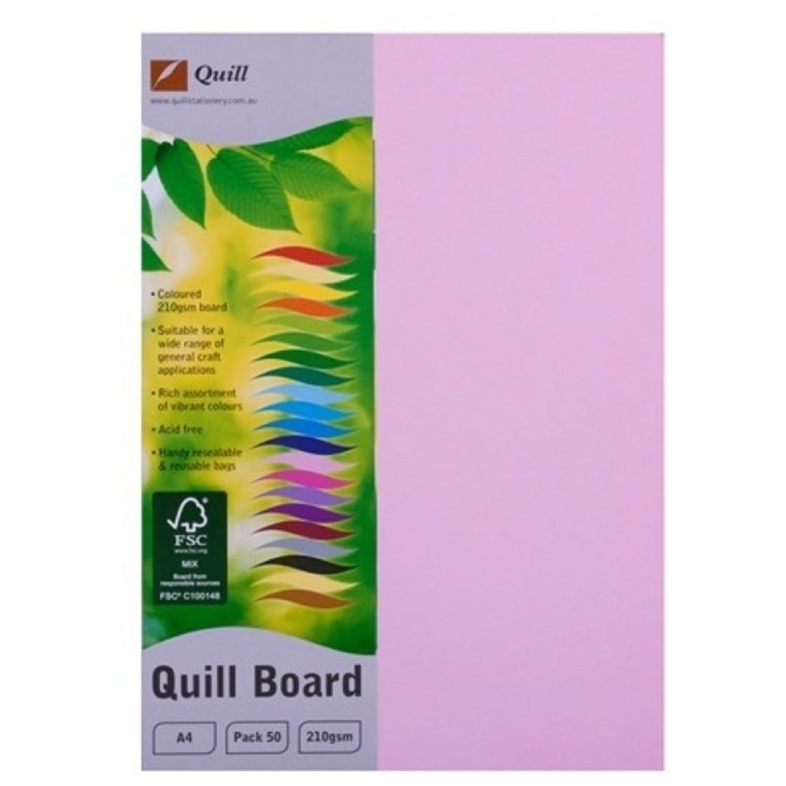 Quill Board 210GSM A4 Pk50 Musk