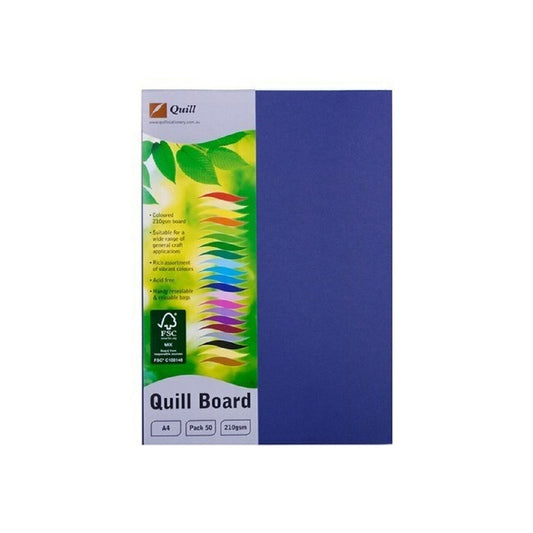 Quill Board 210GSM A4 Pk50 Royal Blue