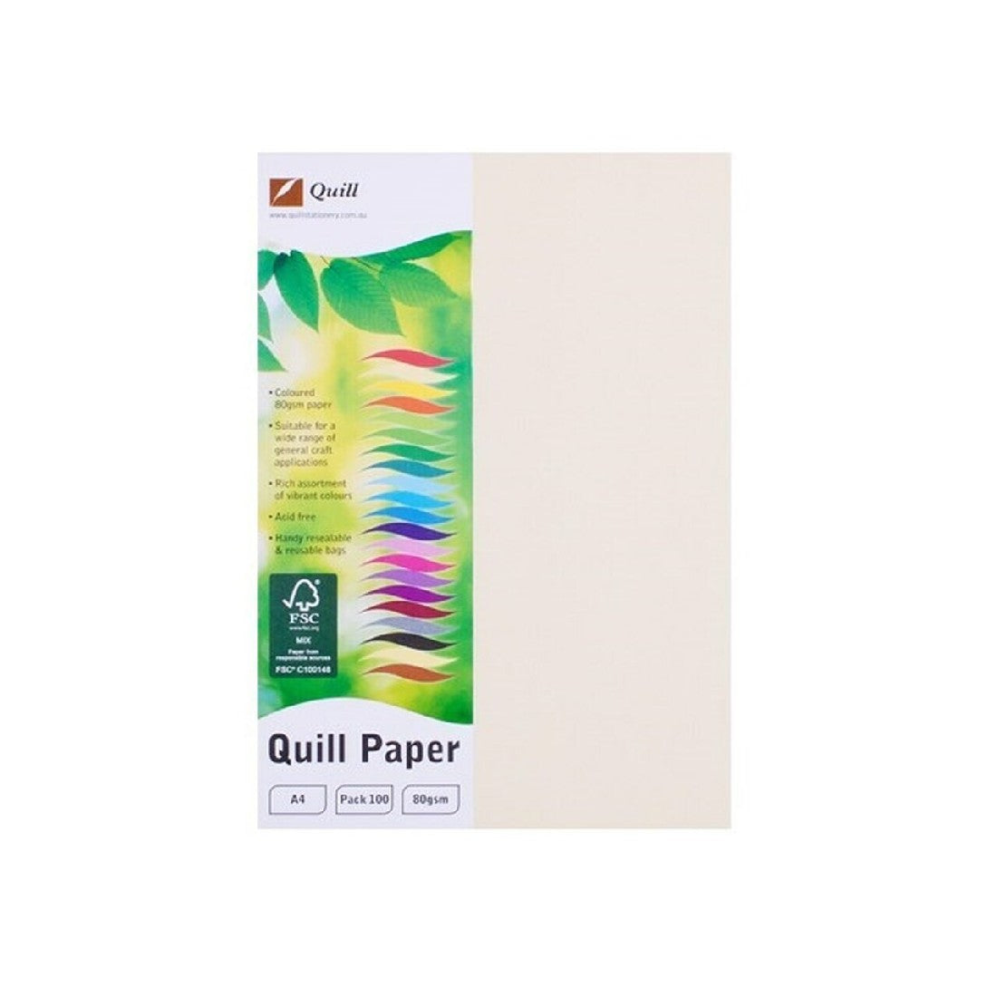 Copy Paper Quill A4 80GSM Pk 100 Cream