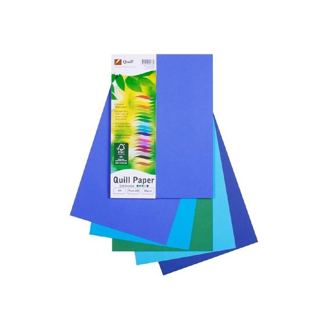 Copy Paper Quill A4 80GSM Pk 100 Cold Assorted