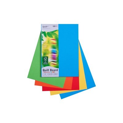 Quill Board 210GSM A4 Pk50 Assorted Bright