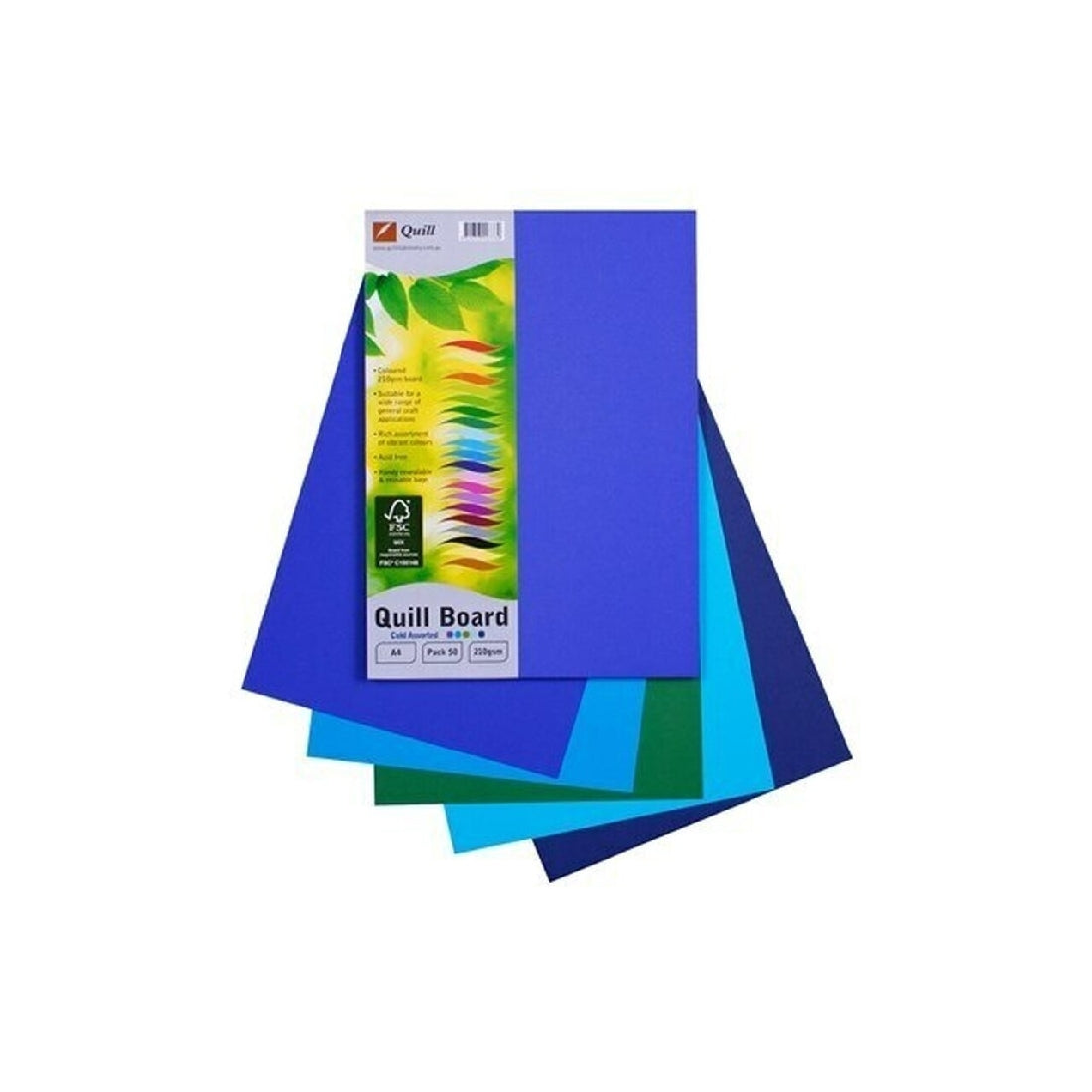 Quill Board 210GSM A4 Pk50 Assorted Cold