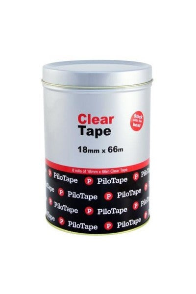 PiloTape Clear Tape Tin of 8 18mmx66m