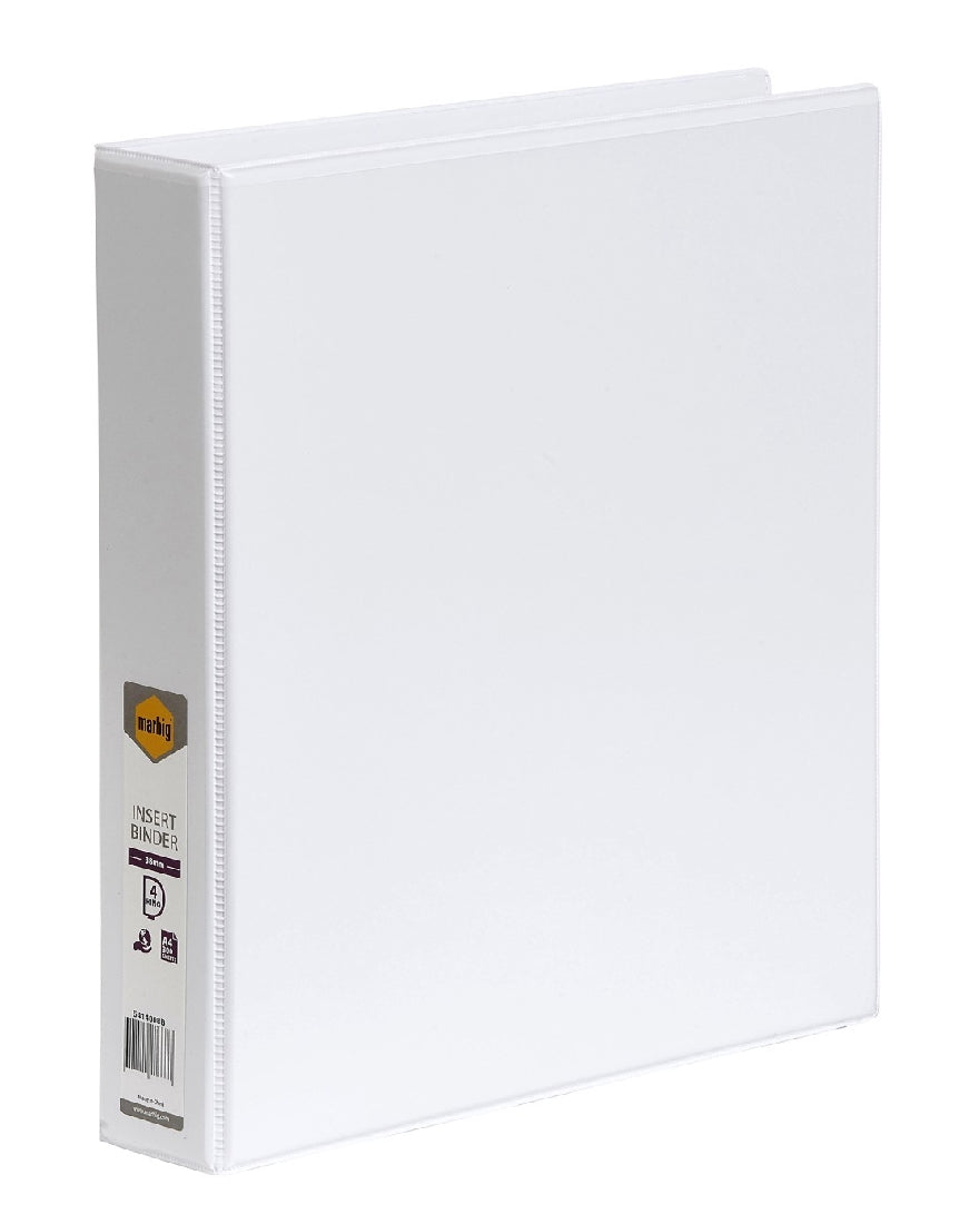 Binder Insert Marbig A4 Clearview 4 D-Ring 38mm White