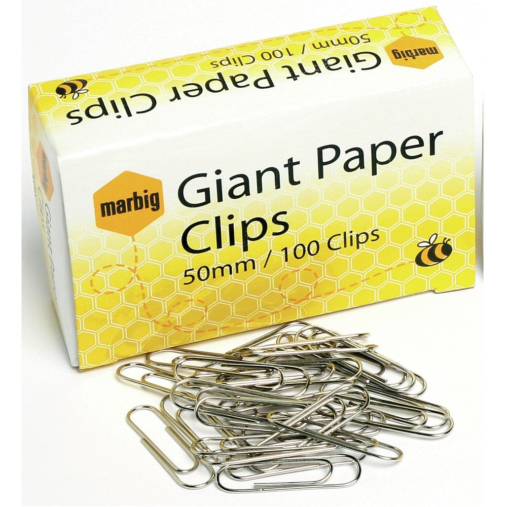 Marbig Giant Paper Clips 50mm Pk100
