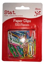 Paper Clips 28mm Coloured Pk100