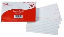 System Cards 5x3 Ruled White PK100