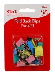 Foldback Clips 15mm Assorted Pastel Colours Pk20