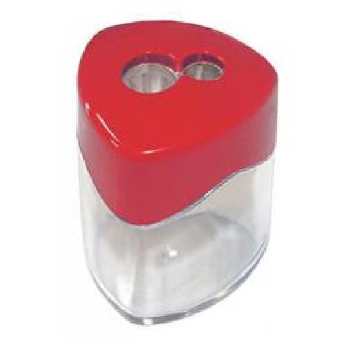 Sharpener Stat Metal Double W/Canister (Assorted Colour)